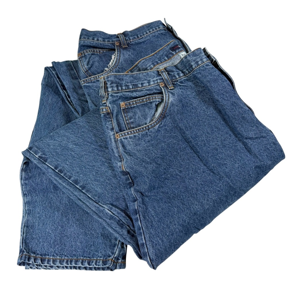 2 Pairs Bill Blass 20W Blue Easy Fit Straight Leg High Rise Denim Jeans Bundle